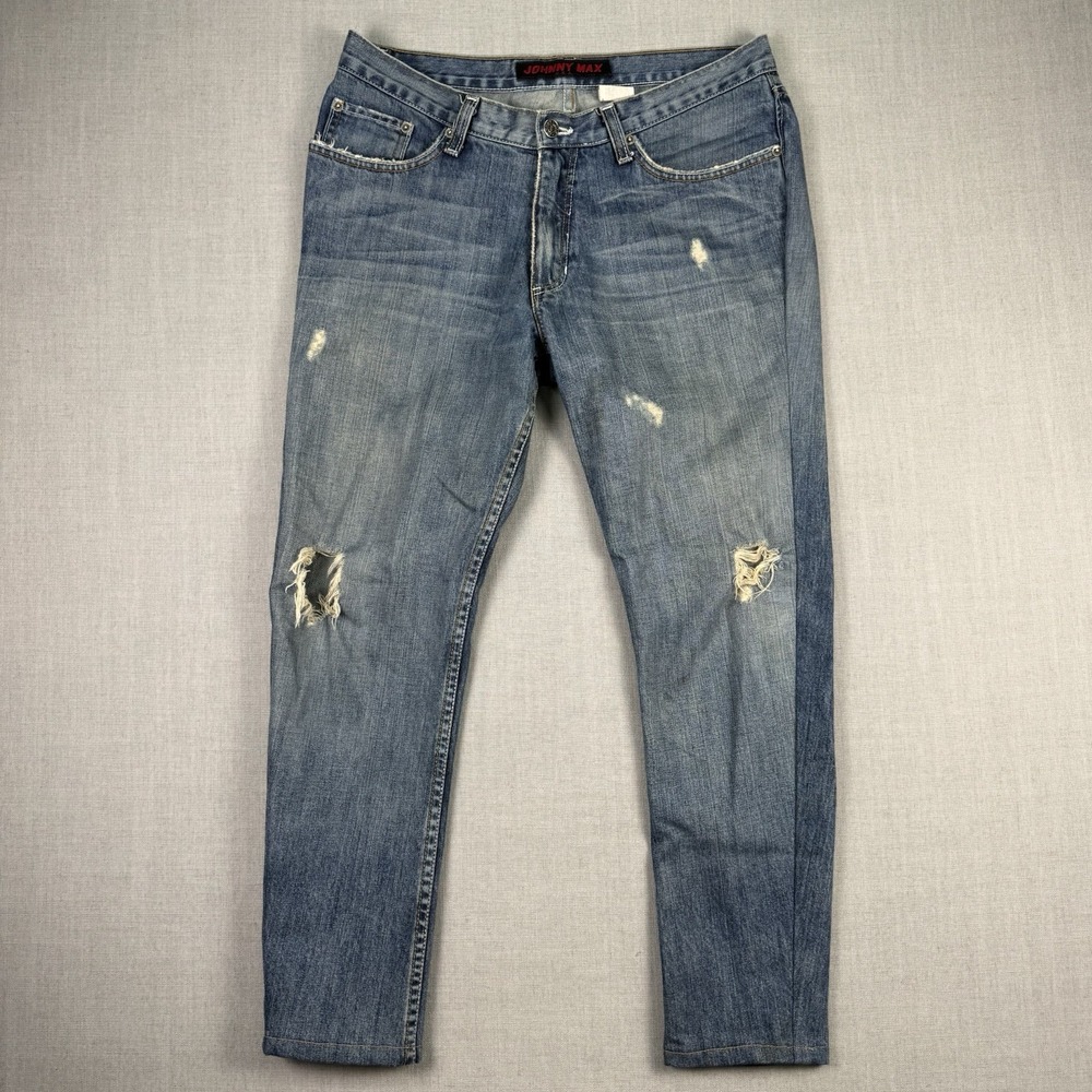 Johnny Max Jeans Women's 34x28 Blue Embellished Pockets Low Rise Vintage